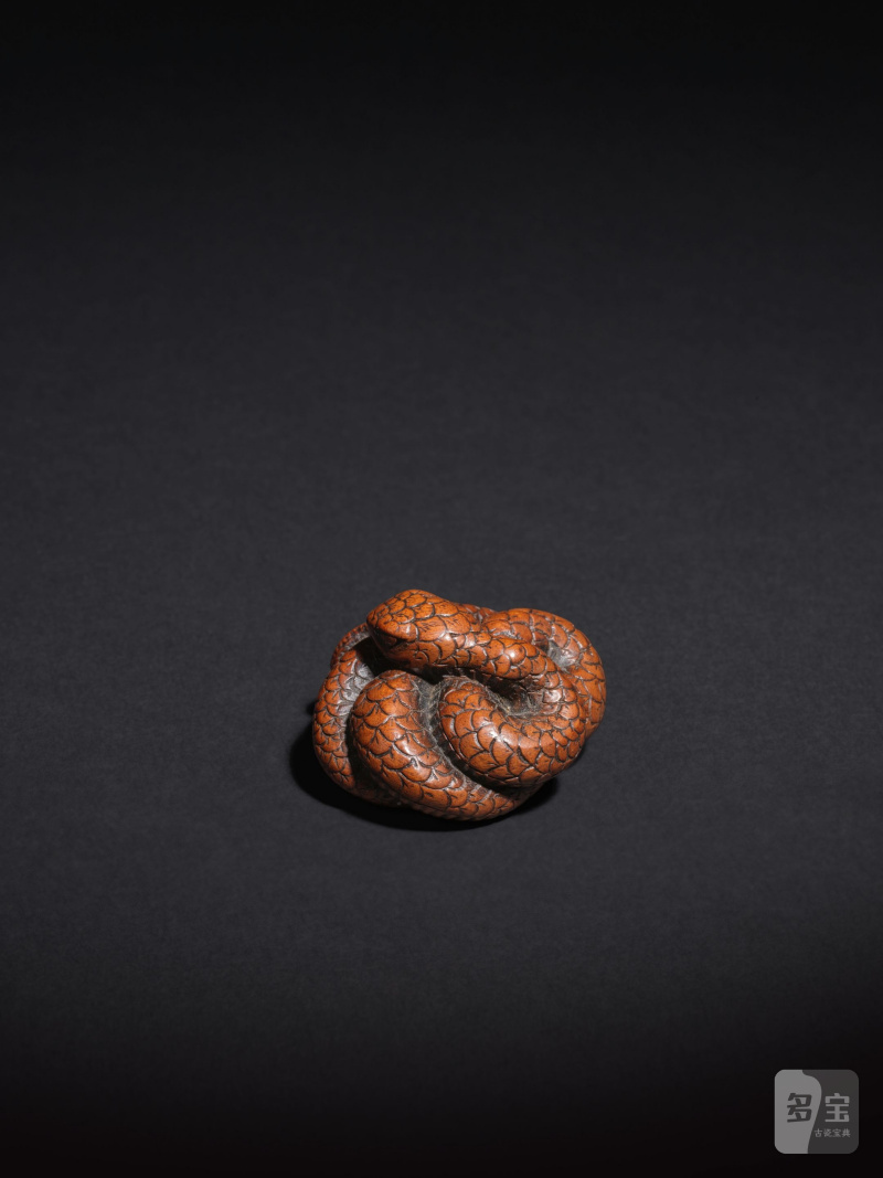 木彫根付 蛇 銘「為隆」 18世紀 | NETSUKE EN BOIS REPRÉSENTANT UN SERPENT - 图8